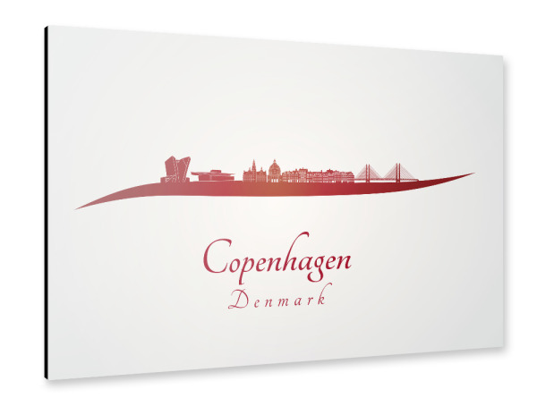 Alu-Dibond "Kopenhagener Skyline in Rot" 30x20 cm artboxONE