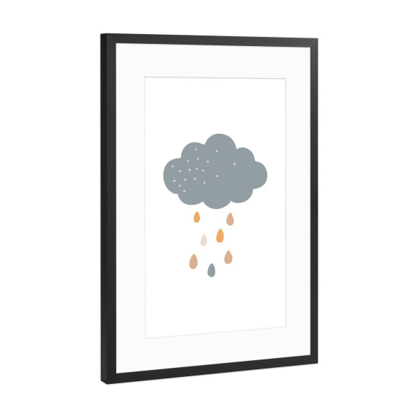 Poster mit Rahmen Schwarz (Metallic) "Babywolke druckbar" artboxONE - Für Kinder
