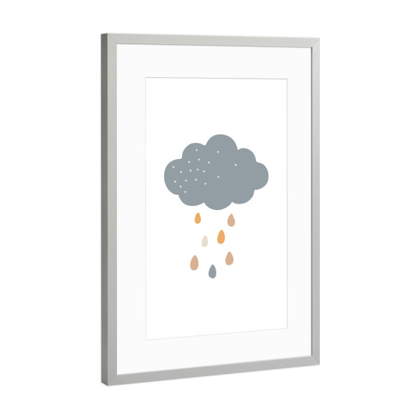 Poster mit Rahmen Silber "Babywolke druckbar" artboxONE - Für Kinder - Boho,Wolke,Kunst,Wolkenkunst,Druckbar,Babywolke,Kind,Kind,Baby,Kinderzimmer