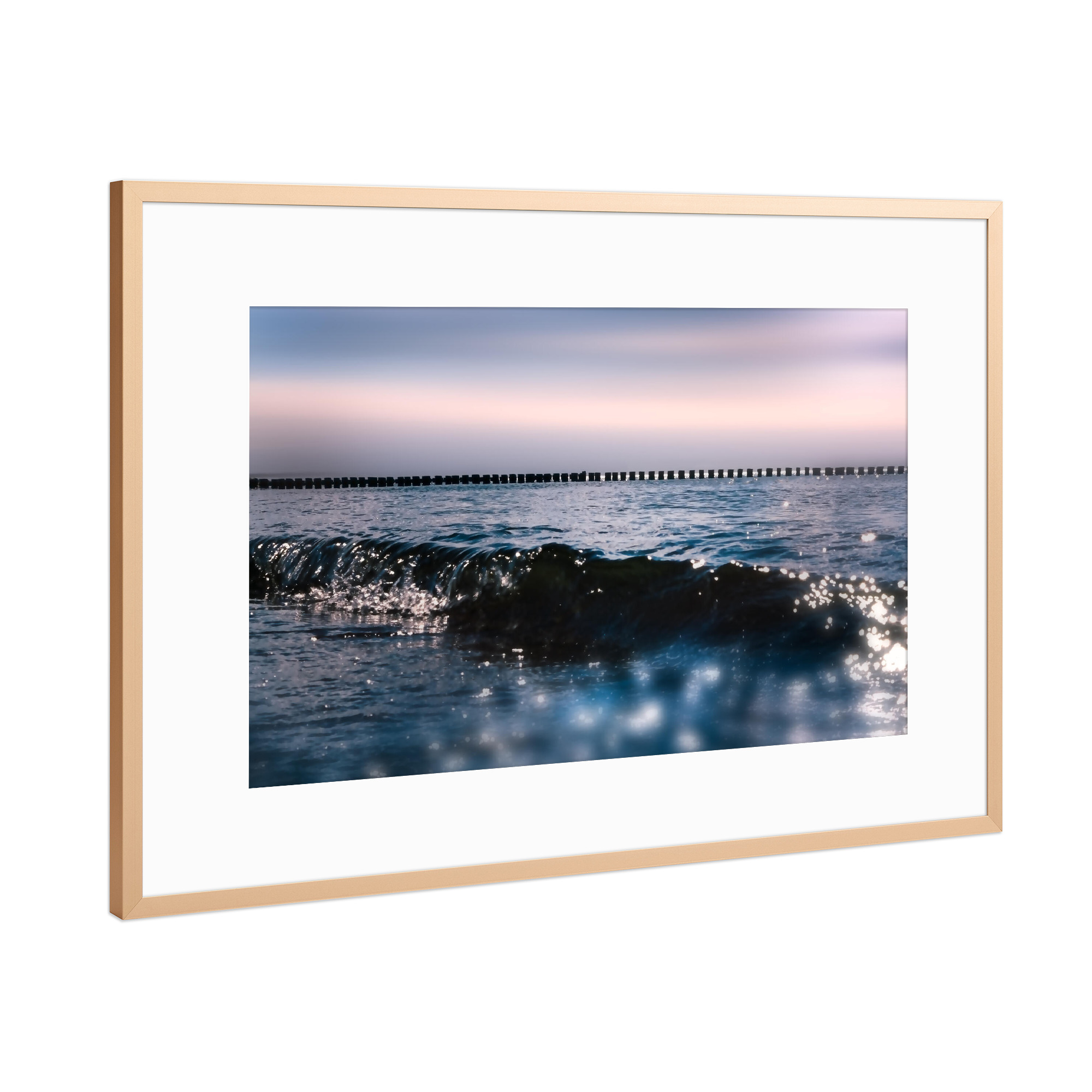 Poster mit Rahmen Kupfer "Ostseewelle in Graal-Müritz" artboxONE - Natur,Reise,Reise / Strand und Meer