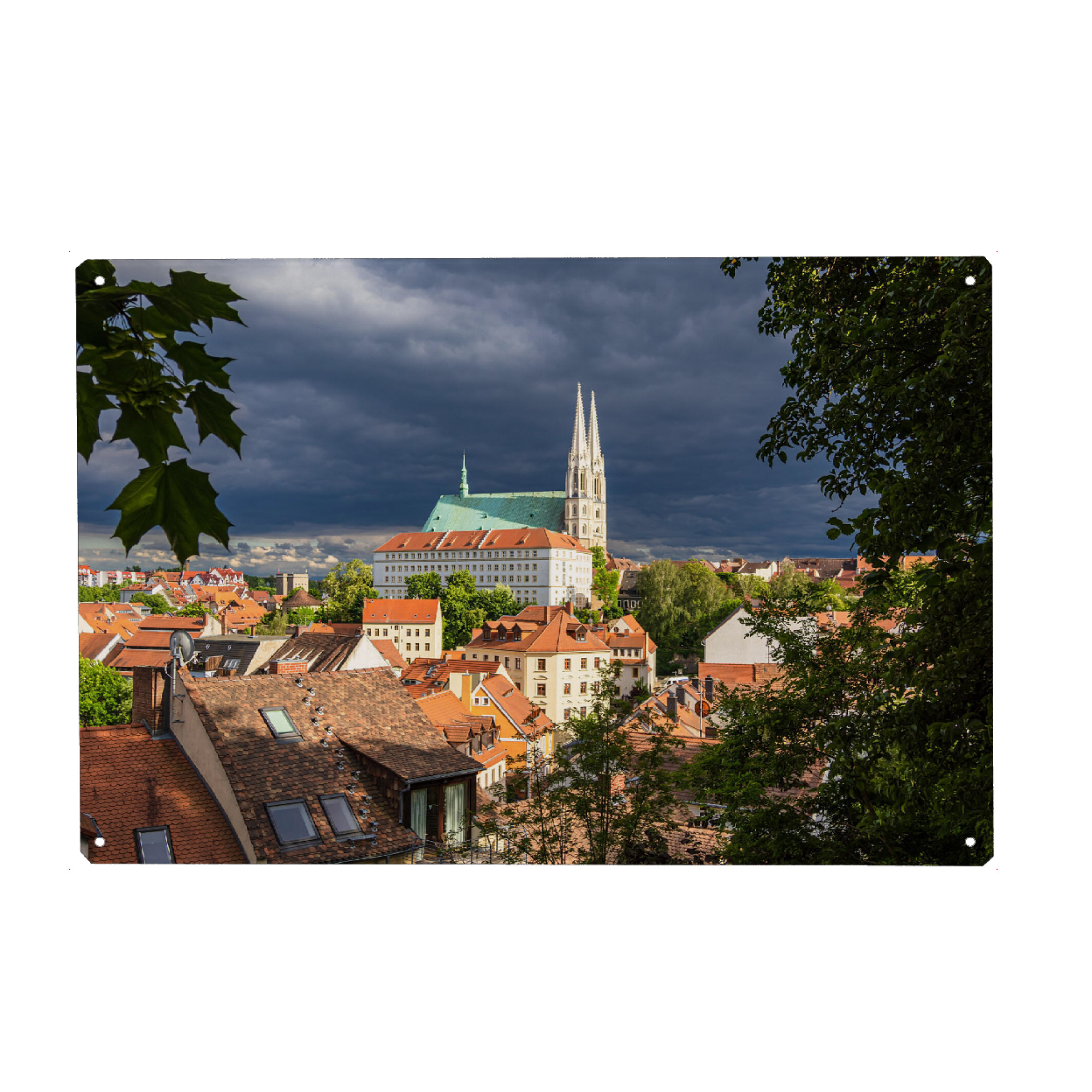 Metall Poster "Dächer, Kirche, Wolken" artboxONE - Reise,Architektur,Städte / Weitere