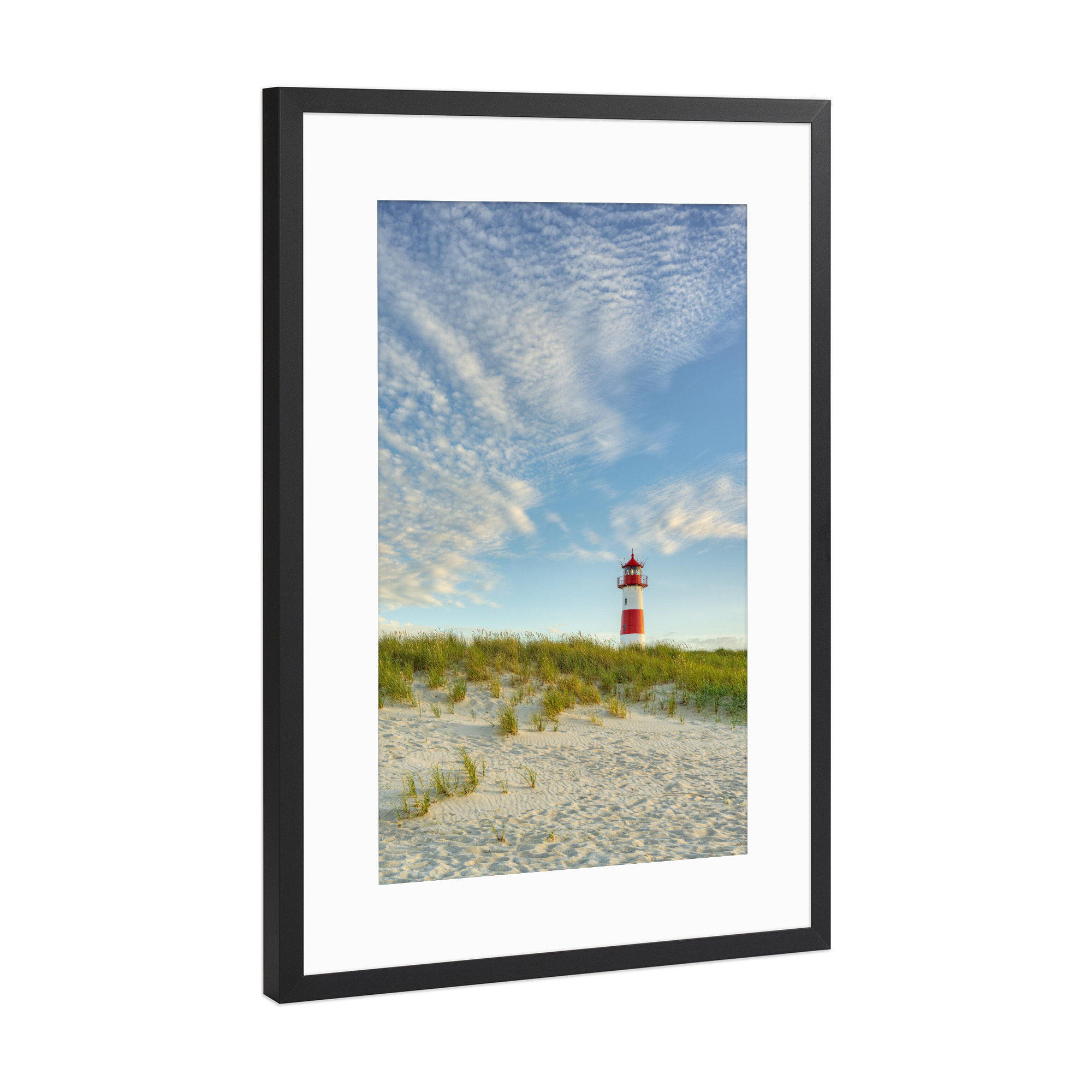 Poster mit Rahmen Schwarz (Metallic) "Sylt Leuchtturm List-Ost" artboxONE - Natur,Reise,Reise / Strand und Meer