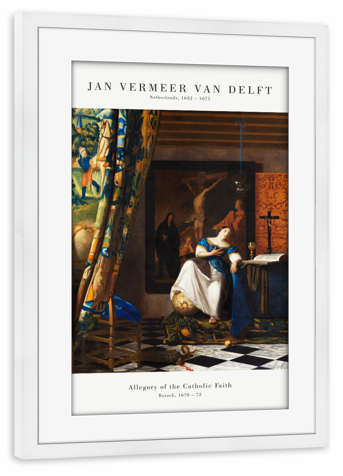Poster mit Rahmen weiß "Vermeer - Allegorie des Glaubens" artboxONE - Menschen