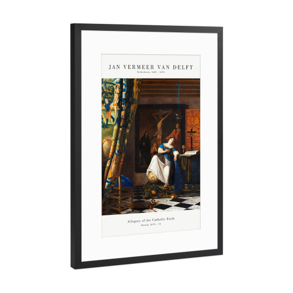 Poster mit Rahmen Schwarz (Metallic) "Vermeer - Allegorie des Glaubens" artboxONE - Menschen