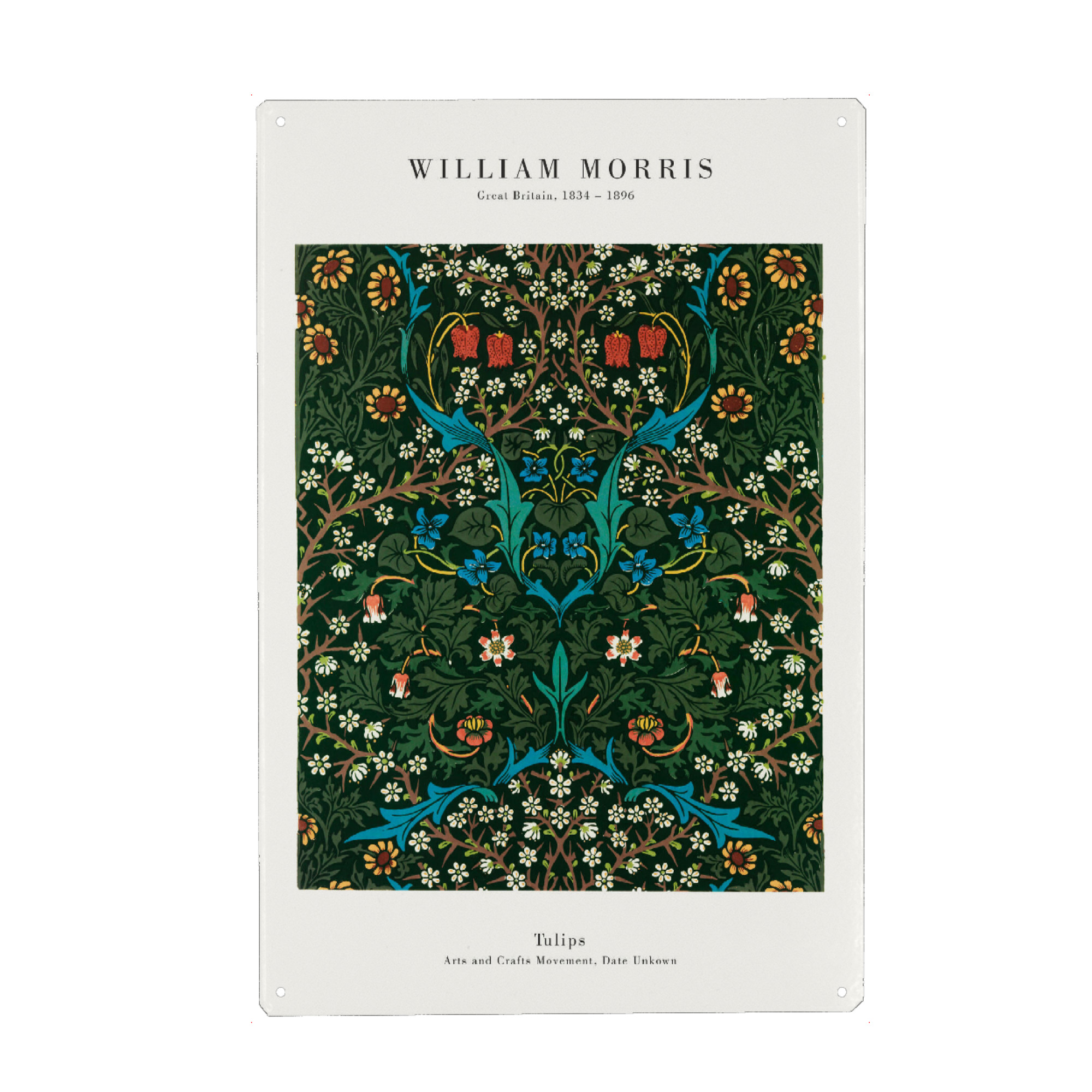 Holzbild "William Morris - Tulips" artboxONE - Natur,Floral - Tulpe,Blume,Blüte,Floral,Botanik,Morris,Kunstdruck,Kunstwerk,Gemälde,Kunst,Malerei
