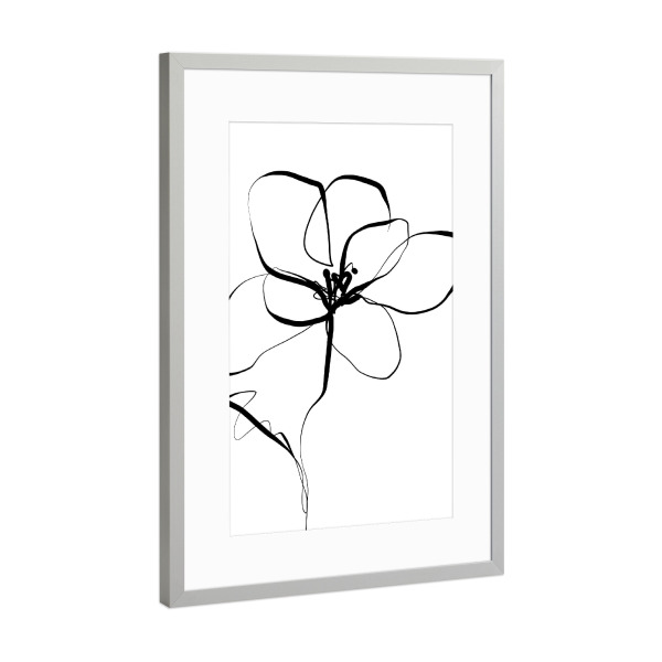 Poster mit Rahmen Silber "Cats & Dotz-Magnolie Uno" artboxONE - Natur,Floral,Schwarzweiß