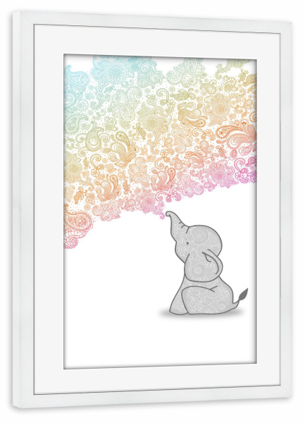 Poster mit Rahmen weiß "Stammes ausatmen" artboxONE - Natur,Für Kinder,Tiere,Abstrakt