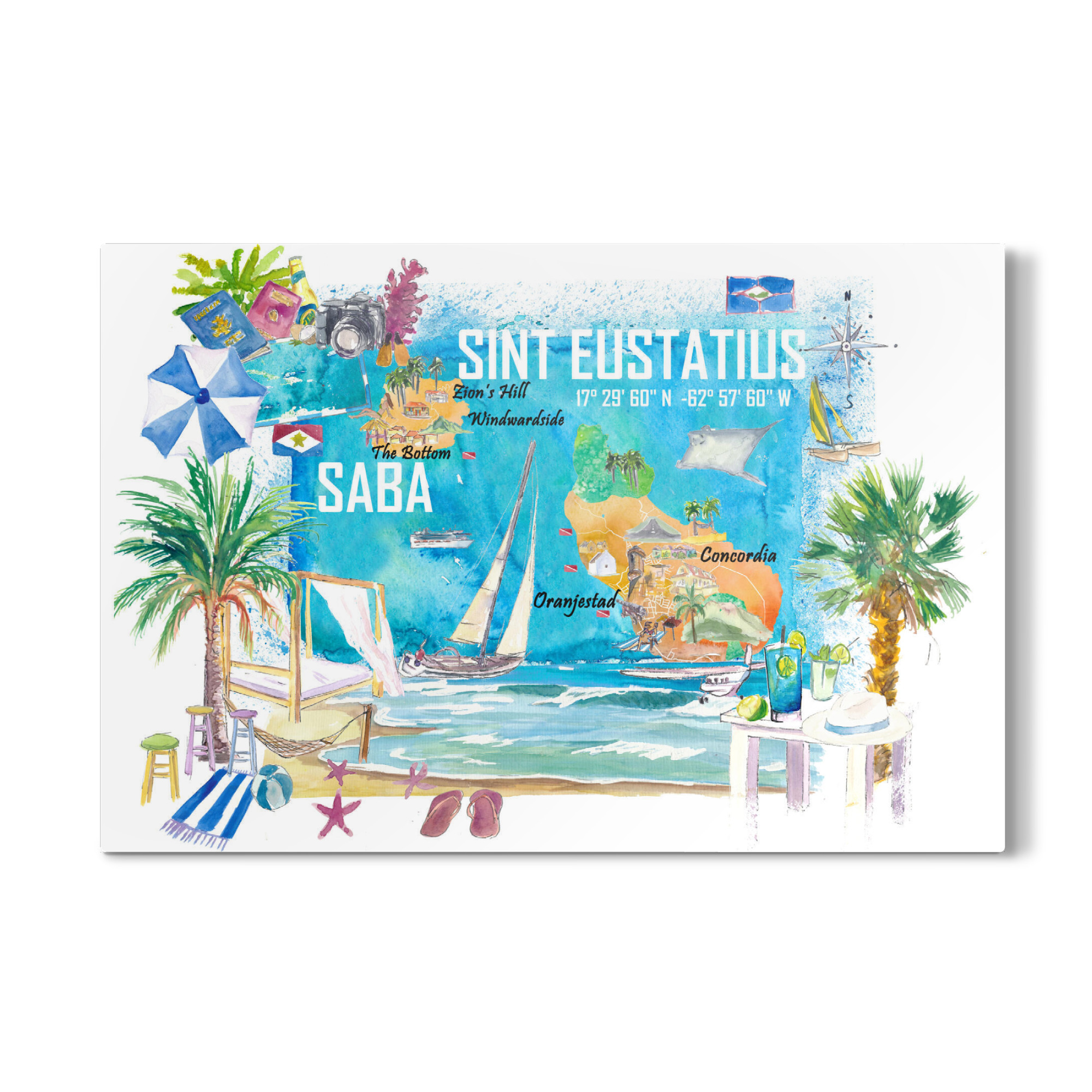 Galerie-Print "Sint Eustatius & Saba Karte" 75x50 cm artboxONE