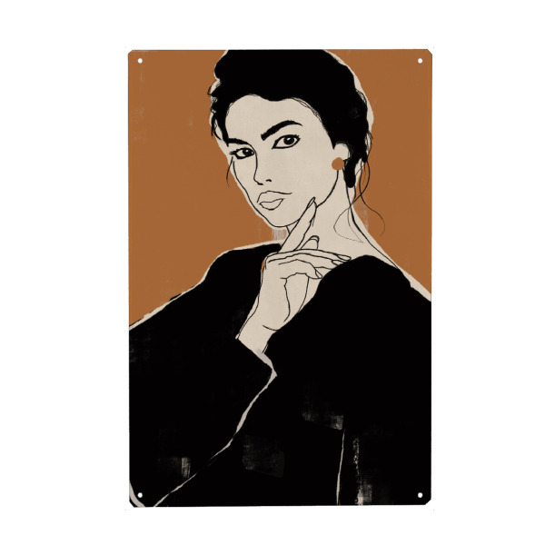 Holzbild "Frau Ocker" artboxONE - Abstrakt,Menschen - Ocker,Frau,Mädchen,Abstrakt,Gesicht