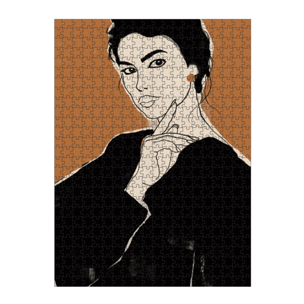 artboxONE Puzzle "Frau Ocker" artboxONE - Abstrakt,Menschen - Ocker,Frau,Mädchen,Abstrakt,Gesicht - Bild ocker