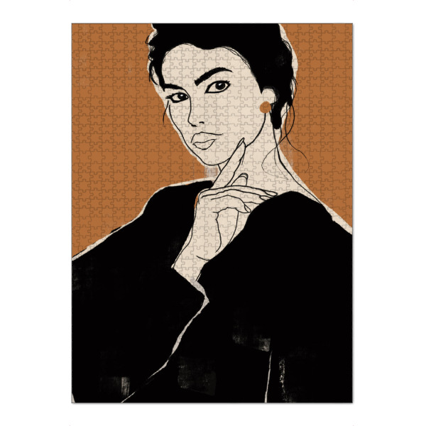 Puzzle Ravensburger "Frau Ocker" artboxONE - Abstrakt,Menschen - Ocker,Frau,Mädchen,Abstrakt,Gesicht - Bild ocker