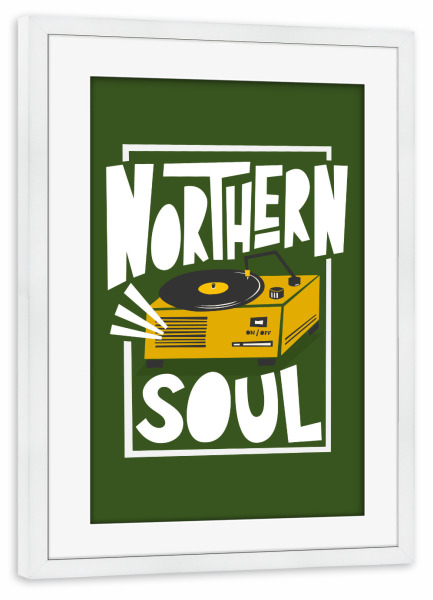 Poster mit Rahmen weiß "NORTHERN SOUL (No.2)" artboxONE - Typografie,Musik,Lustig
