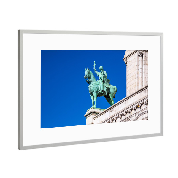 Poster mit Rahmen Silber "Statue an der Sacre-Coeur" artboxONE - Reise,Architektur,Städte / Paris,Reise / Länder