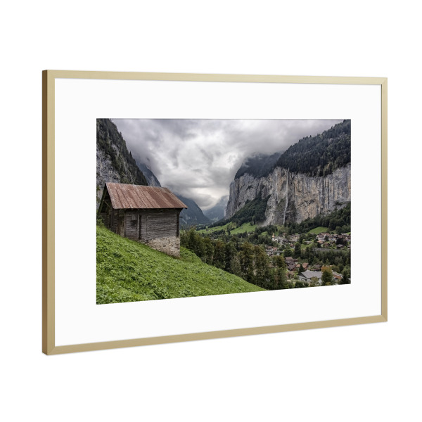 Poster mit Rahmen Gold "Lauterbrunnental" artboxONE - Natur,Reise,Reise / Länder