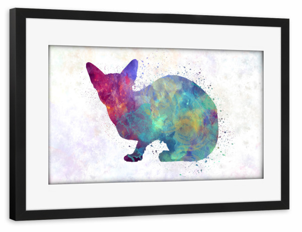 Poster mit Rahmen schwarz "Sphinxkatze im Aquarell" artboxONE - Tiere,Abstrakt