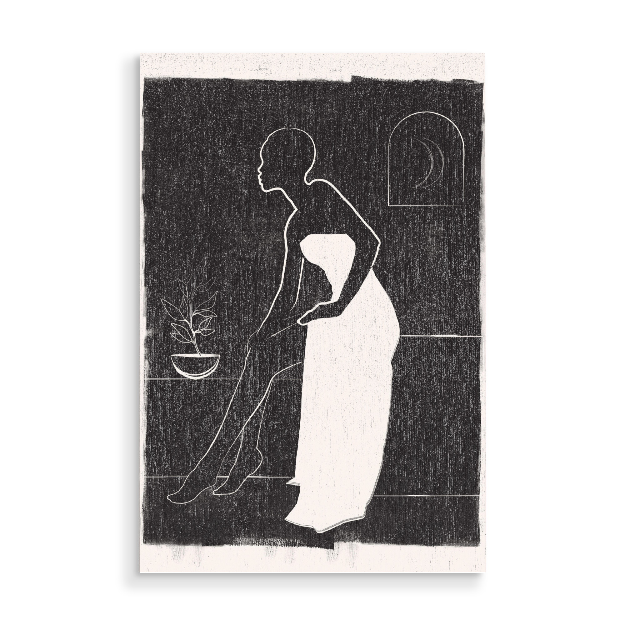 Holzbild "Frau Mädchen sauber" artboxONE - Abstrakt,Menschen - Saubere frau minimalistisch,Minimalismus,Abstrakt,Frau,Mädchen
