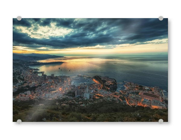 Acrylglasbild "Sonnenaufgang in Monaco" artboxONE - Städte,Reise,Architektur,Reise / Strand und Meer,Reise / Länder