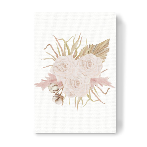 Leinwandbild "Boho Rosenstrauß" artboxONE - Floral - Blume,Kunst,Aquarell,Pflanze,Botanische,Boho,Hochzeit,Blumenstrauß,Rose,Blumen,Rosa,Blatt,Blätter