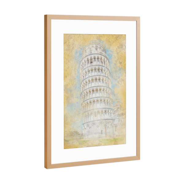 Poster mit Rahmen Kupfer "Pisa-Aquarell" artboxONE - Städte,Reise,Architektur,Reise / Länder,Städte / Weitere