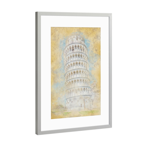 Poster mit Rahmen Silber "Pisa-Aquarell" artboxONE - Städte,Reise,Architektur,Reise / Länder,Städte / Weitere