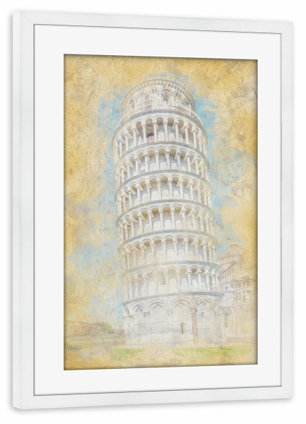 Poster mit Rahmen weiß "Pisa-Aquarell" artboxONE - Städte,Reise,Architektur,Reise / Länder,Städte / Weitere