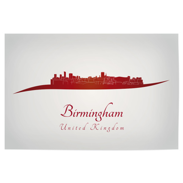 Poster 30x20 cm "Birmingham-Skyline im Rot" artboxONE - Städte,Architektur