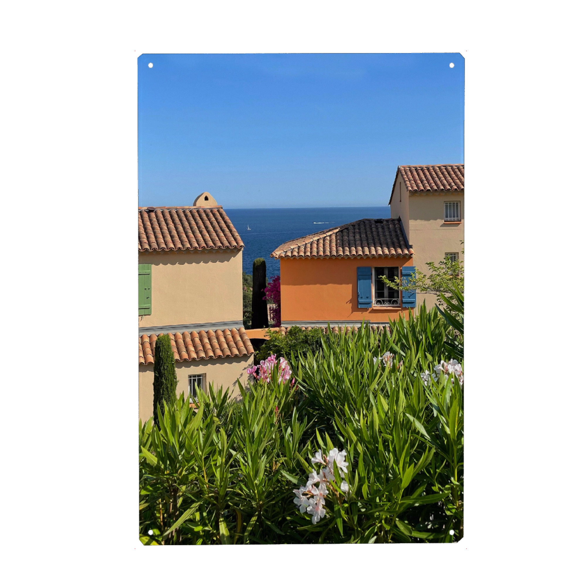 Metall Poster "C' est la Côte d'Azur" artboxONE - Natur,Reise,Floral,Liebe - Cote d'azur,Südfrankreich,Meer,Küste - Blechschild