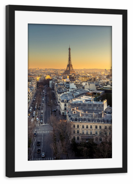 Poster mit Rahmen schwarz "Eiffel in der Abenddämmerung" artboxONE - Städte,Reise,Architektur,Städte / Paris,Reise / Länder