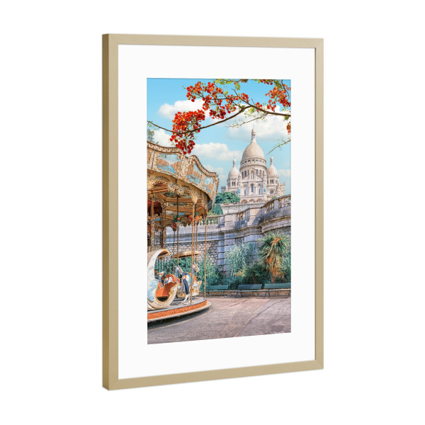 Poster mit Rahmen Gold "Romantisches Montmartre" artboxONE - Städte,Reise,Architektur,Städte / Paris,Reise / Länder