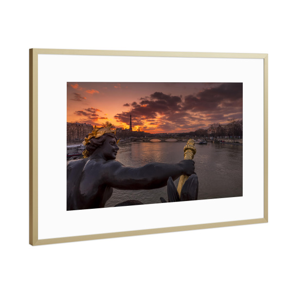 Poster mit Rahmen Gold "Fluss Seine" artboxONE - Städte,Reise,Architektur,Städte / Paris,Reise / Länder