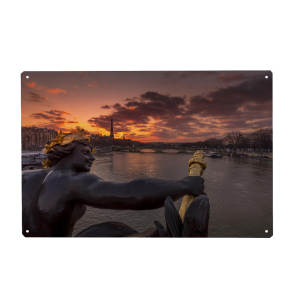 Holzbild "Fluss Seine" artboxONE - Städte,Reise,Architektur,Städte / Paris,Reise / Länder