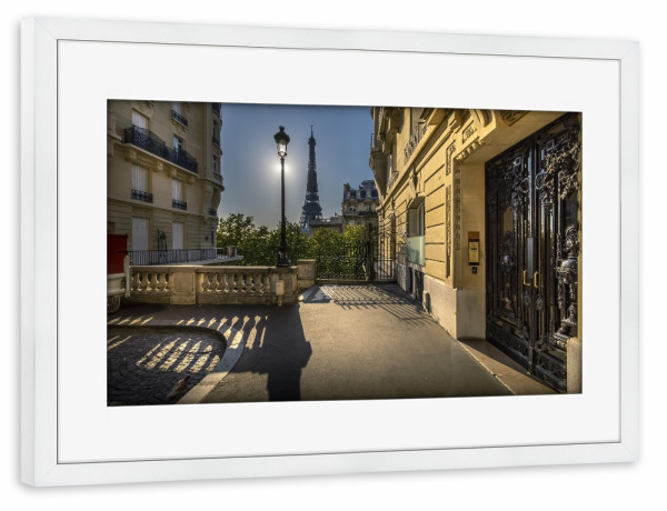 Poster mit Rahmen weiß "Pariser Straße" artboxONE - Städte,Reise,Architektur,Städte / Paris,Reise / Länder