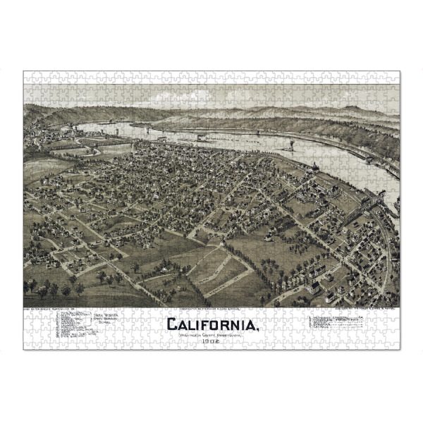 Puzzle Ravensburger "Karte von Kalifornien-Pennsylvania" artboxONE - Kartografie - Karte,Flach,Jahrgang,Stadt,Alte,Retro,Abbildung,Reise