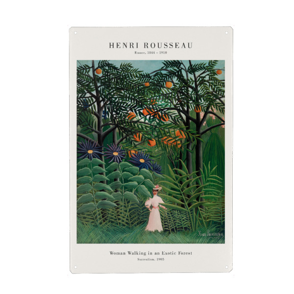Metall Poster "Rousseau - Die Frau im Wald" artboxONE - Natur,Reise,Floral,Menschen