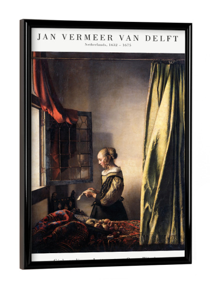 Poster mit schwarzem Rahmen "Veermer - Frau mit dem Liebesbrief" artboxONE - Menschen,Liebe