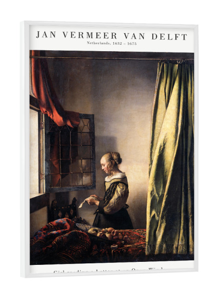 Poster mit weißem Rahmen "Veermer - Frau mit dem Liebesbrief" artboxONE - Menschen,Liebe