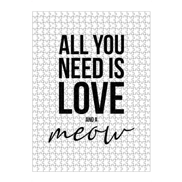 Puzzle Ravensburger "LOVE AND CATS (White)" artboxONE - Typografie,Tiere,Schwarzweiß