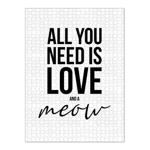 Puzzle Ravensburger "LOVE AND CATS (White)" artboxONE - Typografie,Tiere,Schwarzweiß