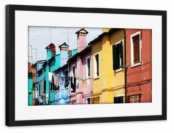 Poster mit Rahmen schwarz "Venedig Burano Color Blocking" artboxONE - Reise,Architektur,Städte / Venedig