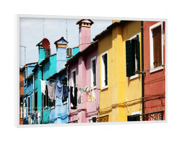 Poster mit weißem Rahmen "Venedig Burano Color Blocking" artboxONE - Reise,Architektur,Städte / Venedig