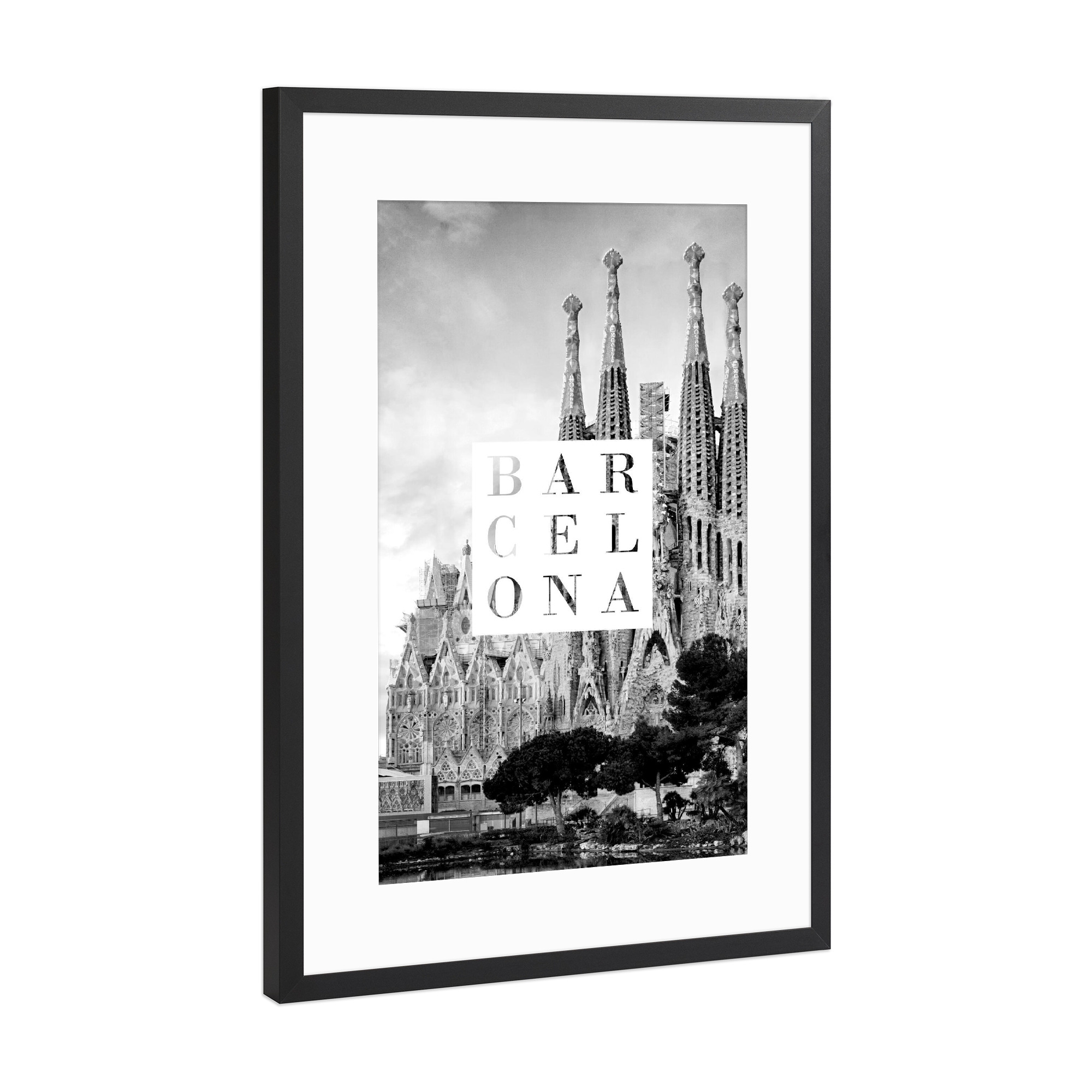 Poster mit Rahmen Schwarz (Metallic) "Barcelona sw" artboxONE - Typografie,Abstrakt,Städte / Barcelona