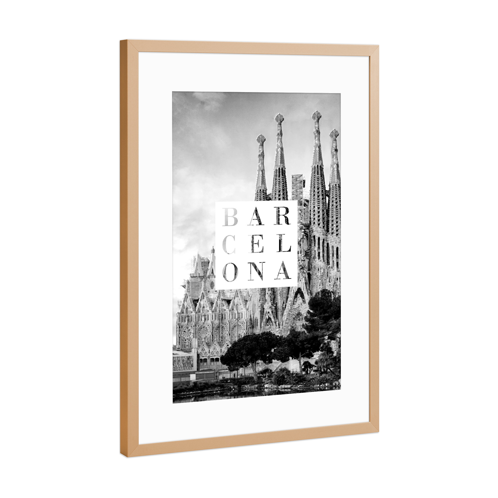Poster mit Rahmen Kupfer "Barcelona sw" artboxONE - Typografie,Abstrakt,Städte / Barcelona