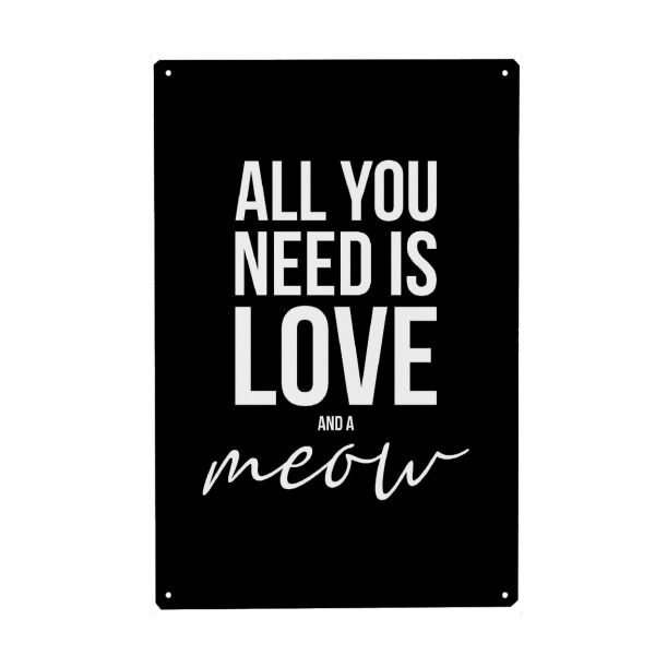 Holzbild "LOVE AND CATS (Black)" artboxONE - Typografie,Tiere,Schwarzweiß
