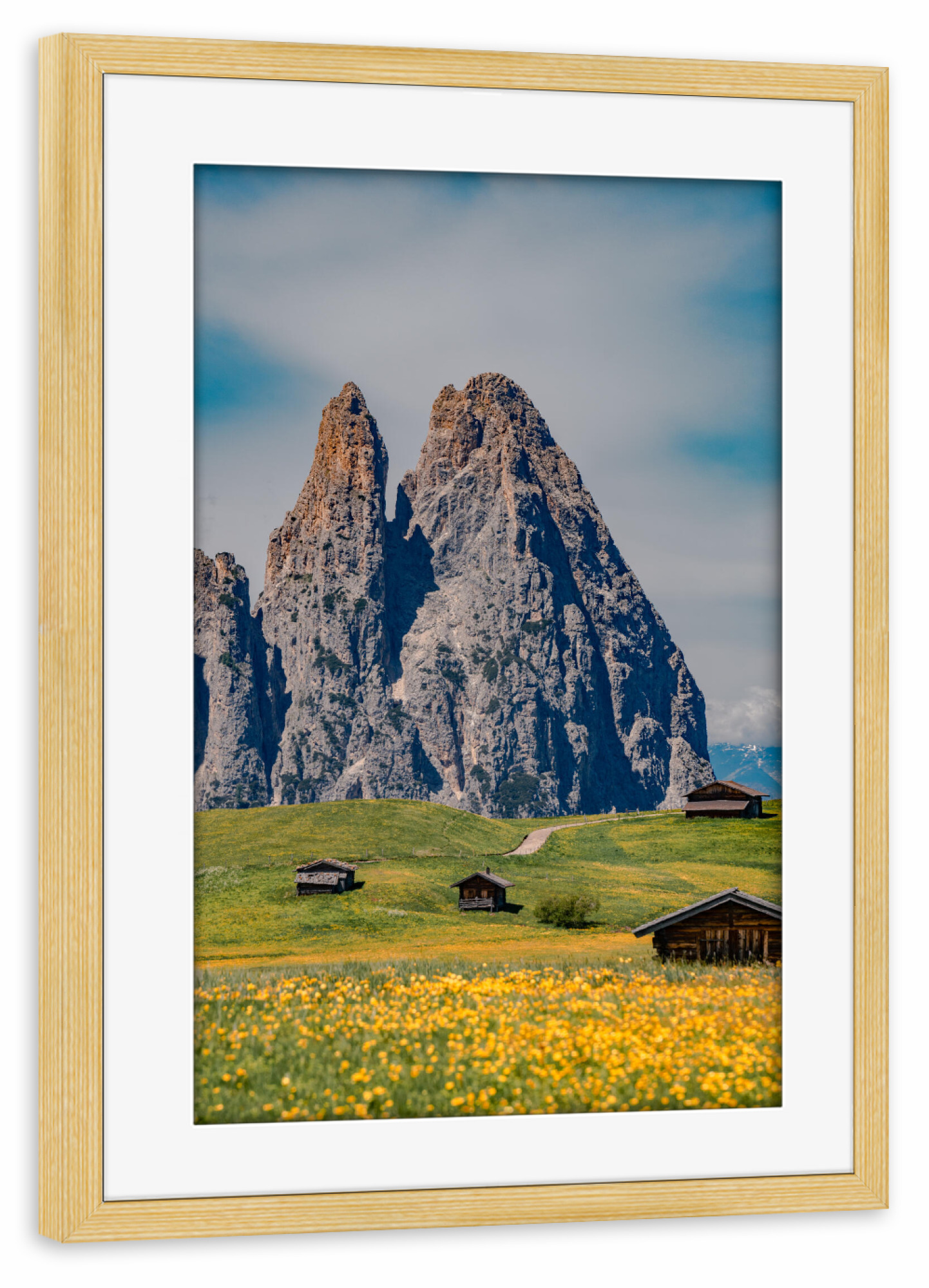 Poster mit Rahmen kiefer "Seiser Alm Dolomiten" artboxONE - Natur,Reise,Reise / Länder