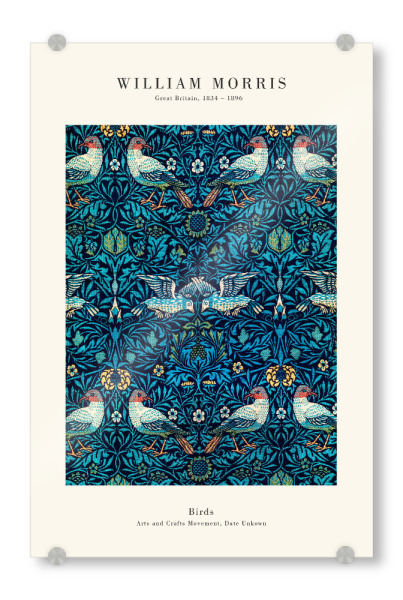 Acrylglasbild "William Morris - Birds" artboxONE - Natur,Floral,Tiere