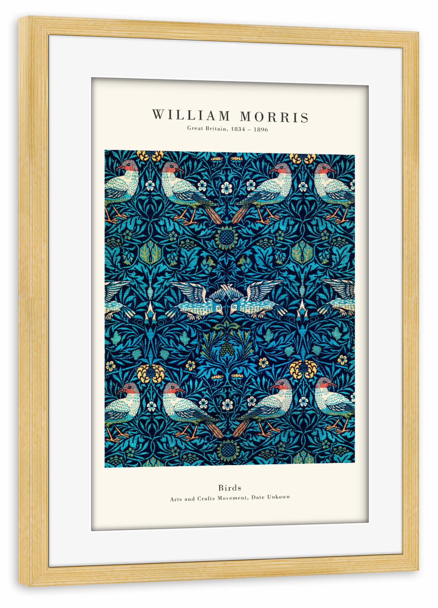 Poster mit Rahmen kiefer "William Morris - Birds" artboxONE - Natur,Floral,Tiere