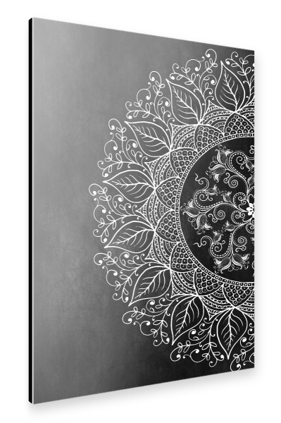 Alu-Dibond "Mandaleaf Schwarz" 30x20 cm artboxONE