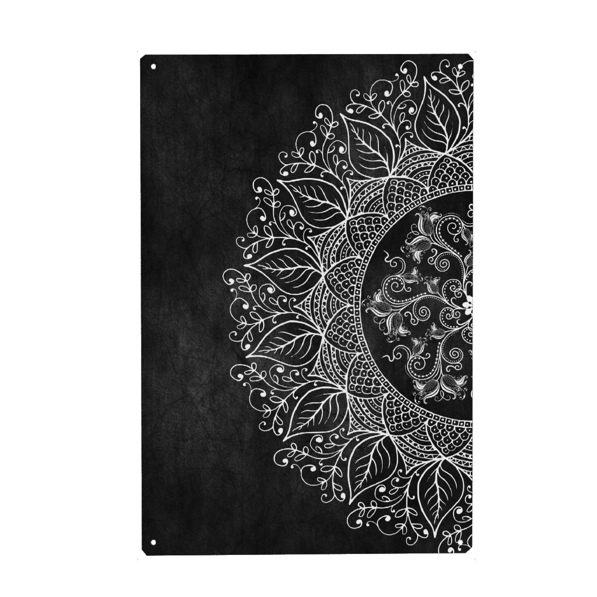 Holzbild "Mandaleaf Schwarz" artboxONE - Natur,Floral,Abstrakt - Mandala,Vektor,Digital,Blatt,Natur,Abstrakt,Arabisch,Yoga,Zen,Meditation