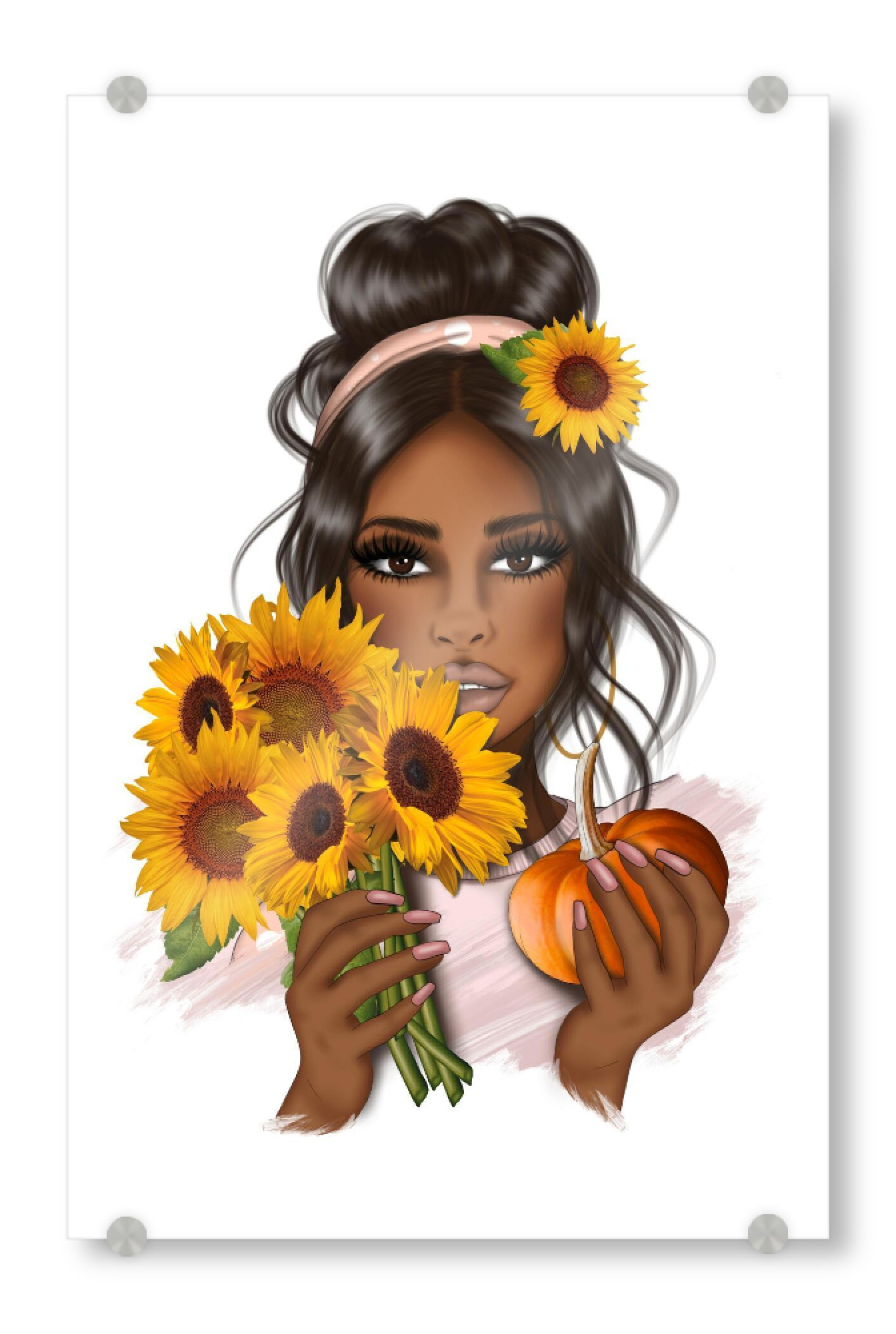 Acrylglasbild "Sonnenblumenmädchen Portrait" artboxONE - Floral,Fashion,Für Mama,Essen & Trinken / Obst & Gemüse,Halloween