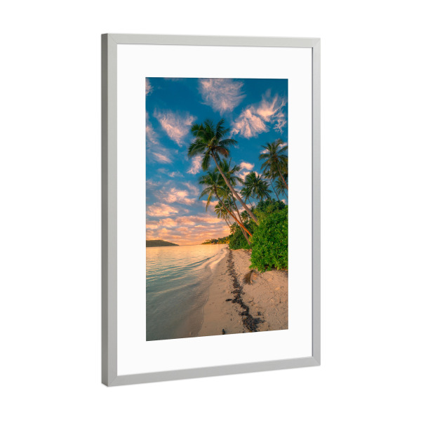 Poster mit Rahmen Silber "Malerischer Strand im Südpazifik" artboxONE - Natur,Reise,Reise / Strand und Meer